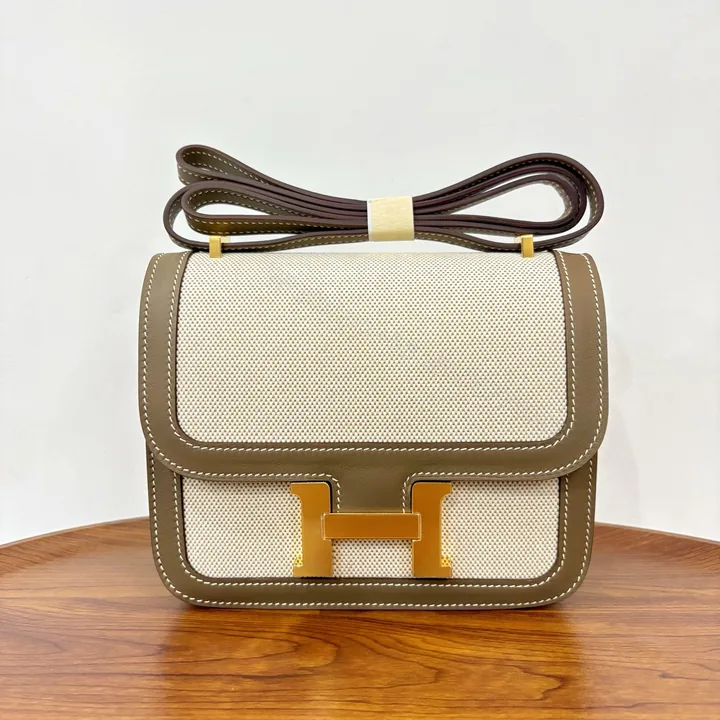 View 1 of Hermes Constance 一比一帆布拼接H扣包質感肩背斜背包