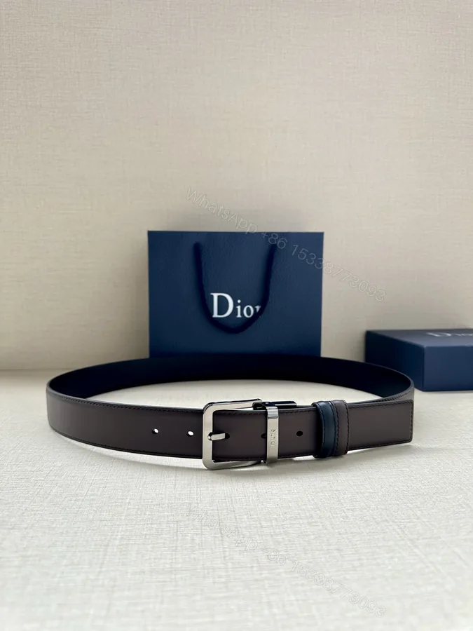 View 1 of Dior 高仿男士雙面皮帶 簡約銀扣百搭款式