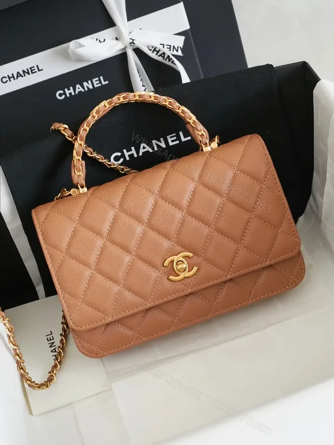 View 1 of Taupe Quilted Leather Shoulder Bag - Timeless, Luxe
