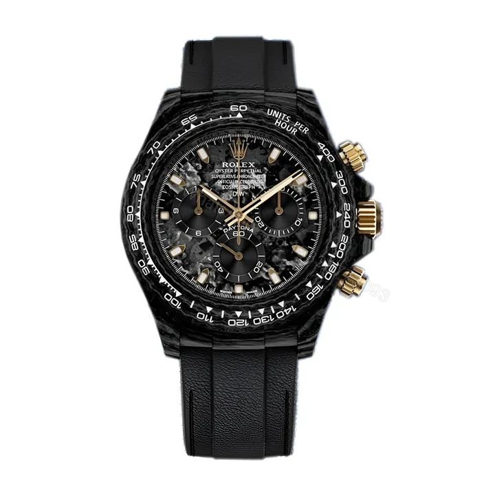 View 1 of Rolex Daytona DiW NTPT Carbon 46490 “All Carbon Lemon Edition” Replica