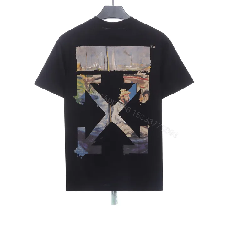 View 1 of Off-White Oil Painting Printing Black T-Shirt
