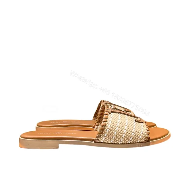 View 1 of Louis Vuitton Lock It Flat Raffia Mules Brown