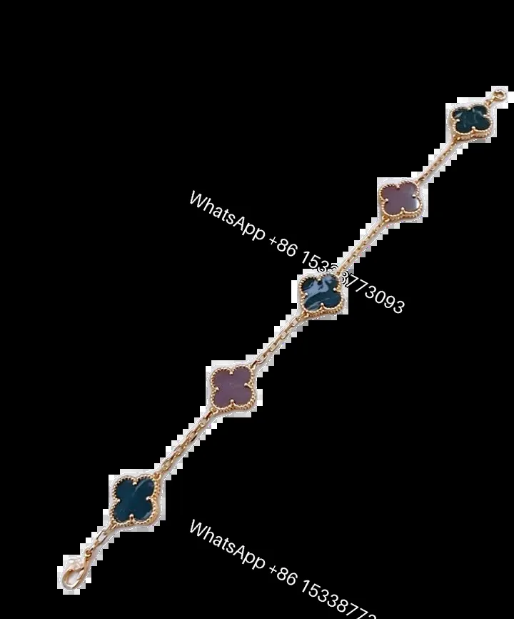 View 1 of Van Cleef & Arpels Replica Alhambra Agate & Carnelian Bracelet