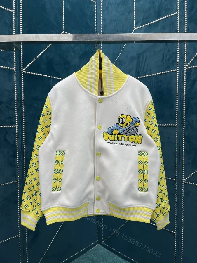 View 1 of Premium Varsity Jacket: Bold Monogram-Inspired Graphic Detail