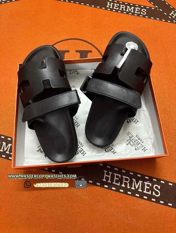 View 1 of Hermes Chypre Sandals Black
