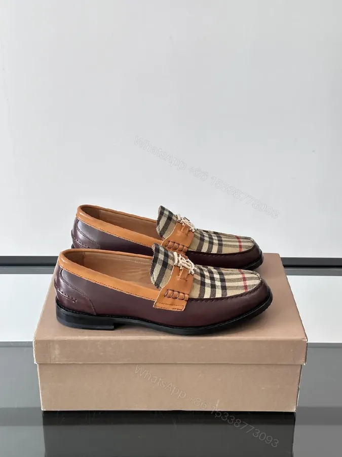 View 1 of Classic Plaid Leather Loafers with Rich Trim and Sole Comfort