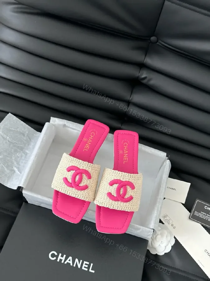 View 1 of Vivid Pink-Accent Woven Slide with Cushioned Comfort