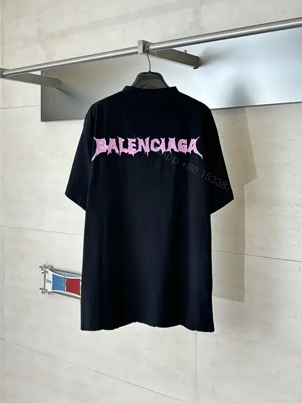 View 1 of Black Cotton Blend Tee - Bold Graphic, Luxury Streetwear, Relaxed Fit