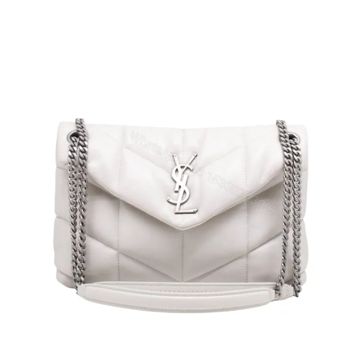 View 1 of Saint Laurent Loulou Small Chain Bag In Matelassé Y White Silver 29Cm 494699DV7269207