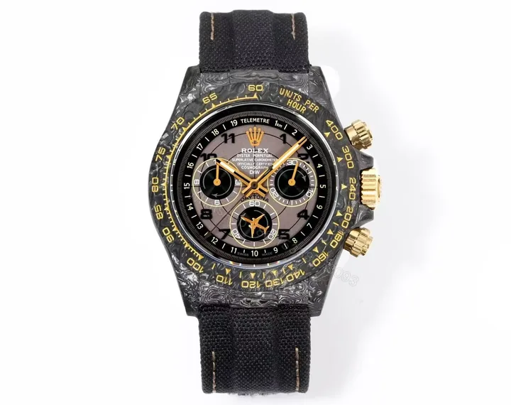 View 1 of DIW Rolex Daytona Super Clone – Carbon Fiber & Gold Detailing
