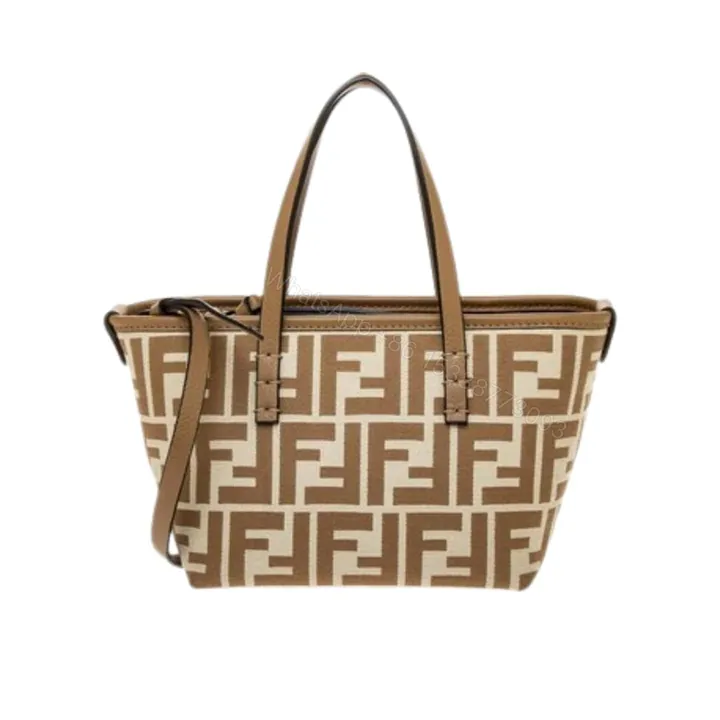 View 1 of FENDI ROLL MINI FF JACQUARD MINI BAG BROWN 23CM