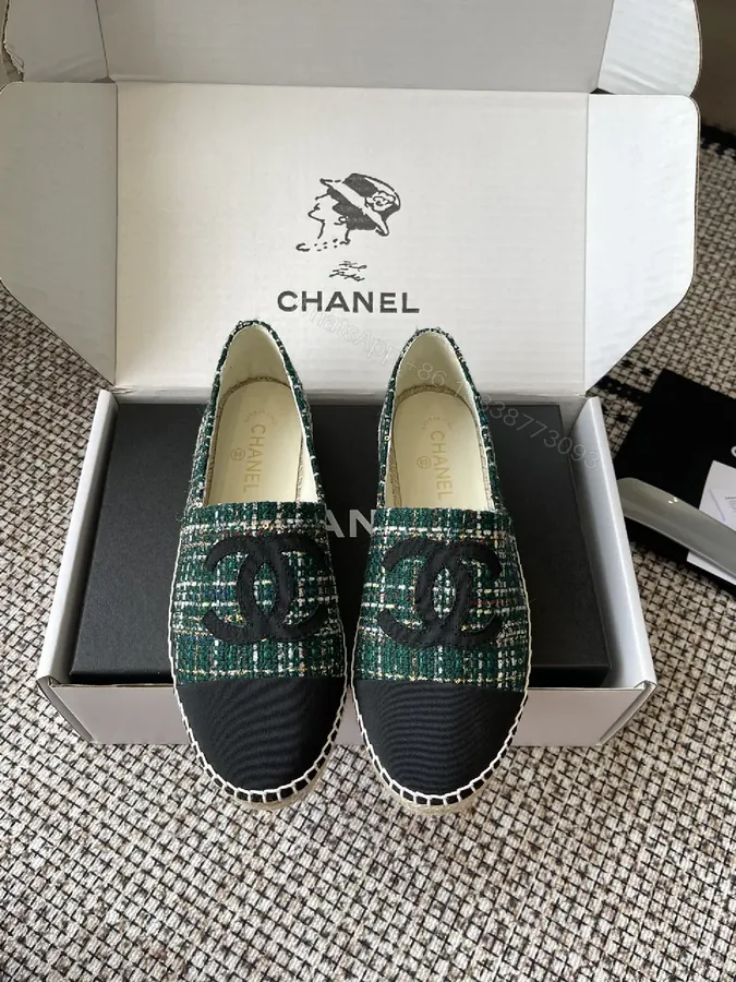 View 1 of Green Tweed Slip-Ons: Luxe Logo Cap Toe Loafers
