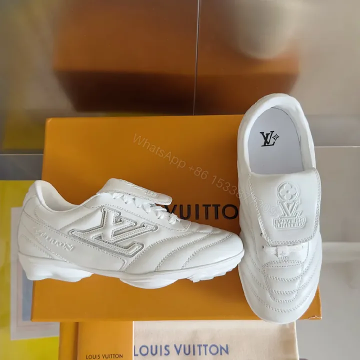View 1 of White LV-Inspired High-Top Sneakers - Premium Comfort & Style