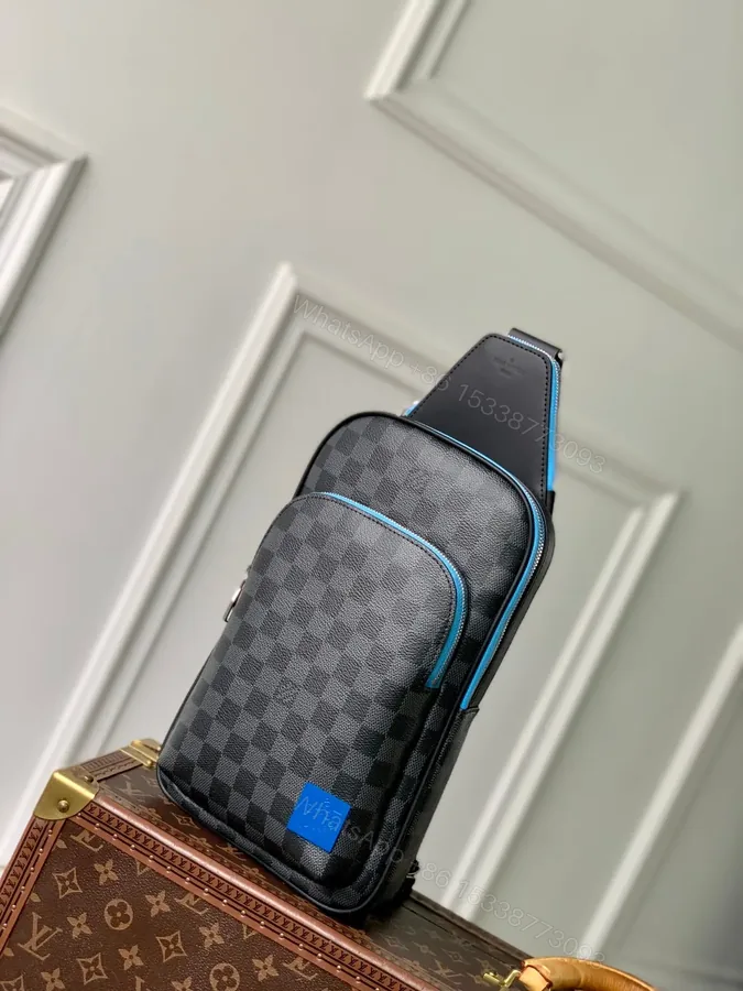 View 1 of LV AVENUE SLINGBAG 31 IN BLACK AND GREY DAMIER GRAPHITA CANVAS CALFSKIN