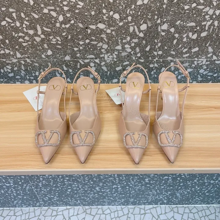 View 1 of Valentino Women Beige Leather Slingback Pumps
