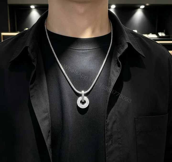 View 1 of BVLGARI 高仿 圓環滿鑽項鍊 蛇骨鏈設計 百搭氣質款