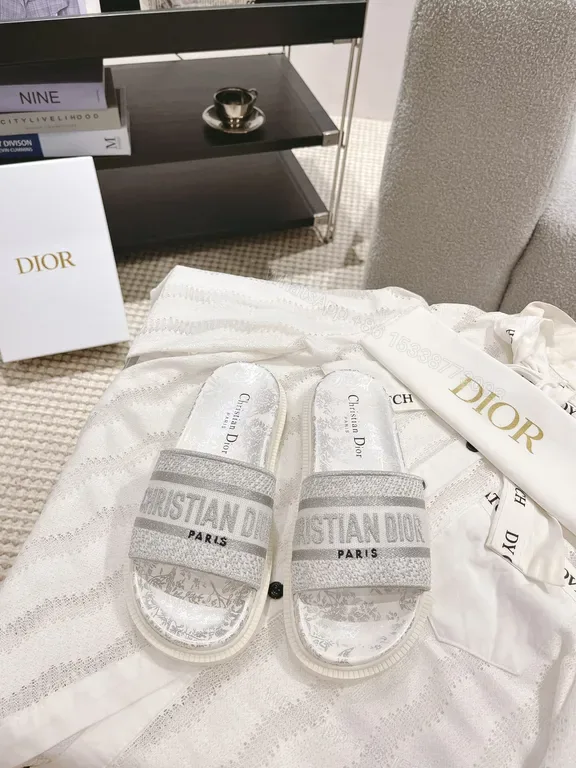 View 1 of Textured Dior-Inspired Knit Slip-Ons: Luxe Comfort Sandals