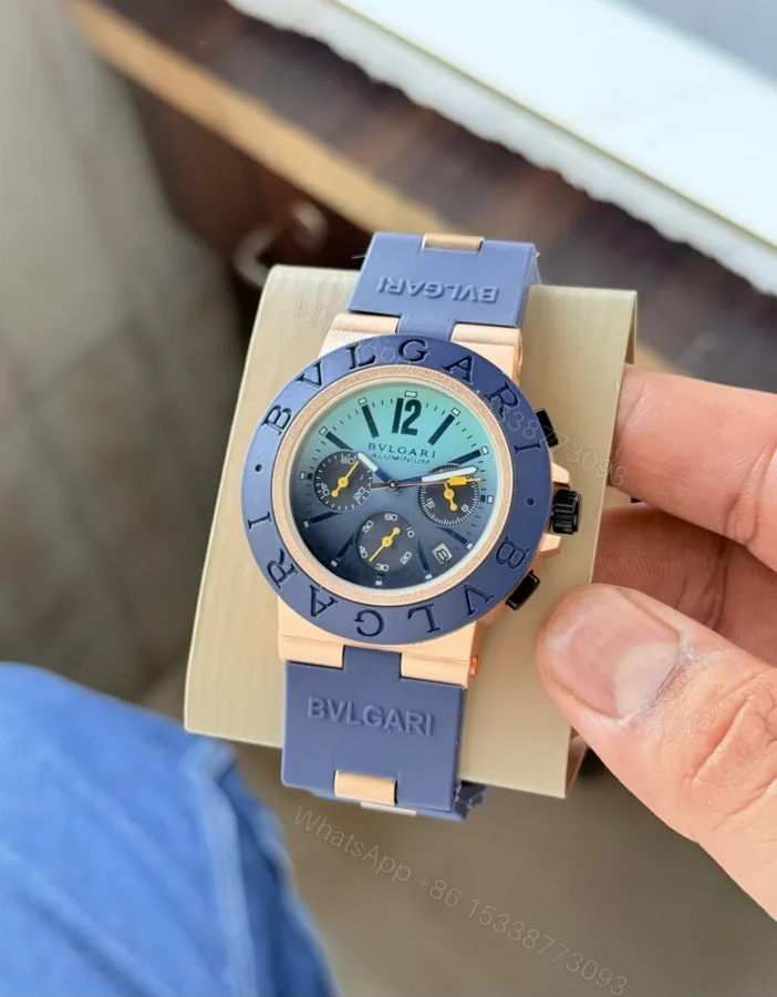 View 1 of Bvlgari Aluminium 43MM Blue Chronograph Quartz