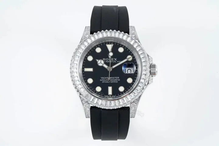 View 1 of C+ Factory Clean Factory Rolex Yacht-Master Black Dial Diamond Bezel