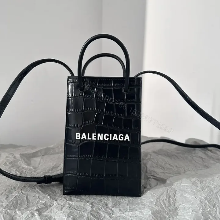View 1 of 高仿Balenciaga迷你Tote包系列壓印皮黑色
