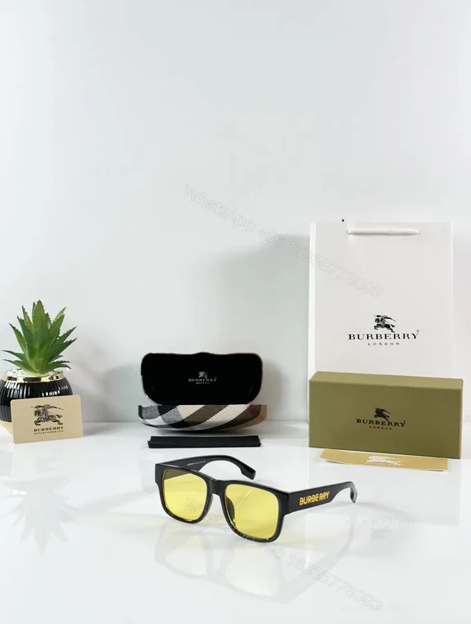 View 1 of First Copy Burberry 4358 Black Yellow Luxury Designer Sunglasses