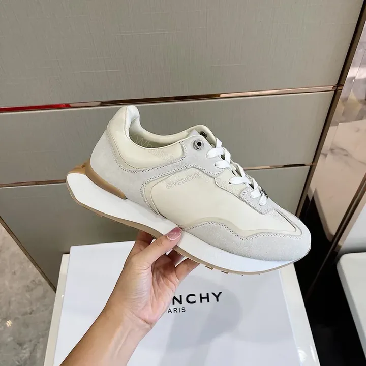 View 1 of Ivory Leather Suede Sneakers - Subtle Luxe City Style