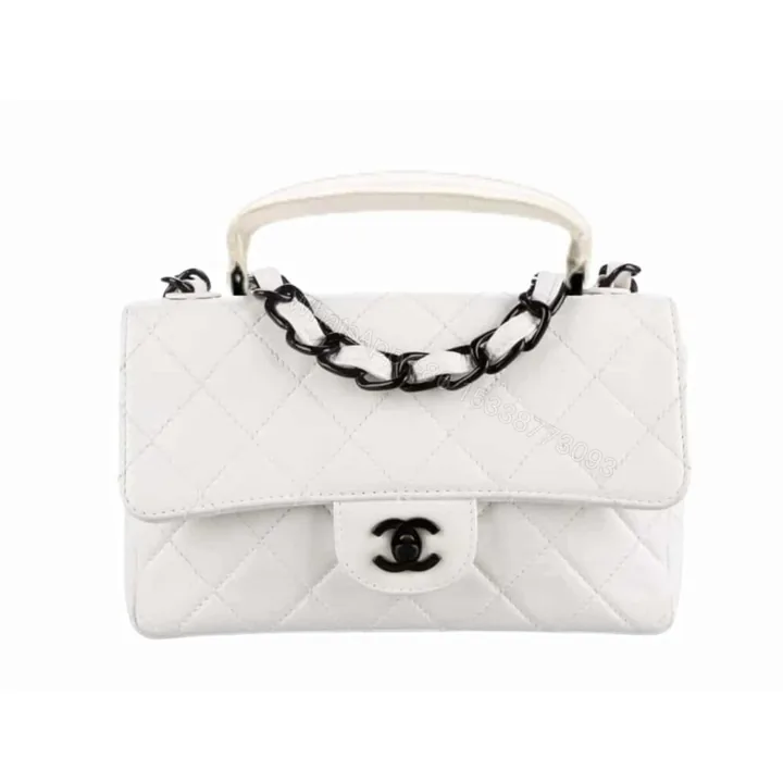 View 1 of Chanel Vintage Small Classic Flap Bag White 20Cm