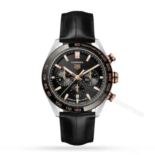 View 1 of Replica TAG Heuer Carrera Men Automatic Black Alligator Watch CBN2A5A.FC6481