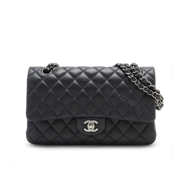 View 1 of Chanel Small Classic Flap Bag Black With Silver Hardware 25Cm