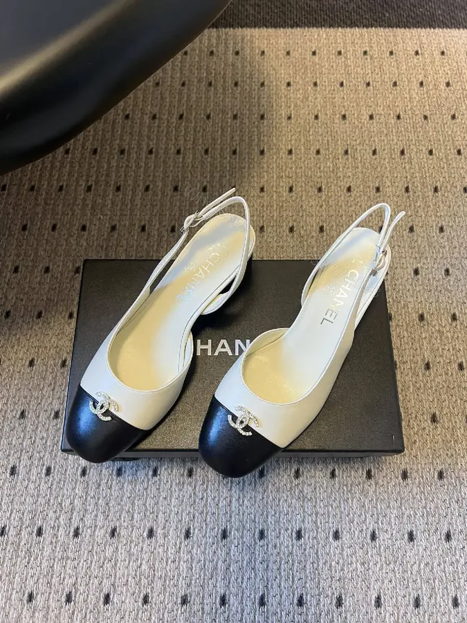 View 1 of Two-Tone Leather Slingback Pumps with Logo Hardware