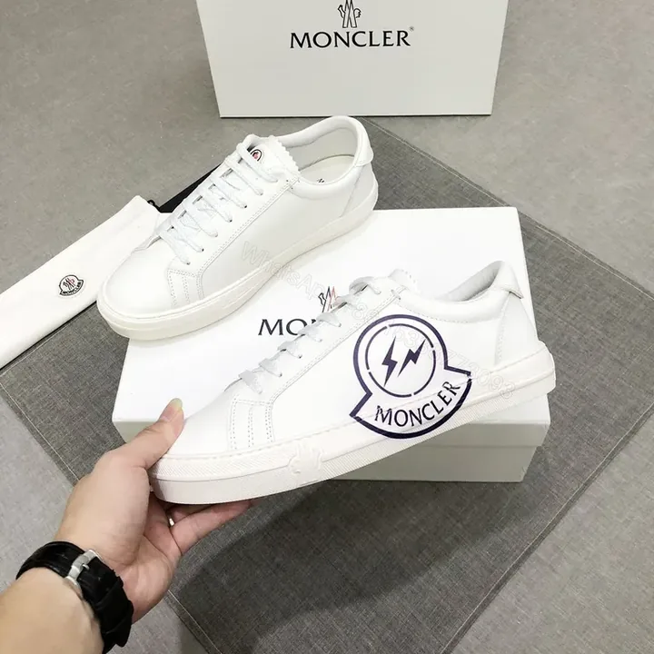 View 1 of White Calfskin Sneaker with Subtle Moncler Emblem - Luxury Casual Sneaker