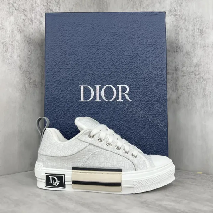 View 1 of White Dior-Influenced Luxury Sneaker: Subtle Monogram, All-Day Comfort