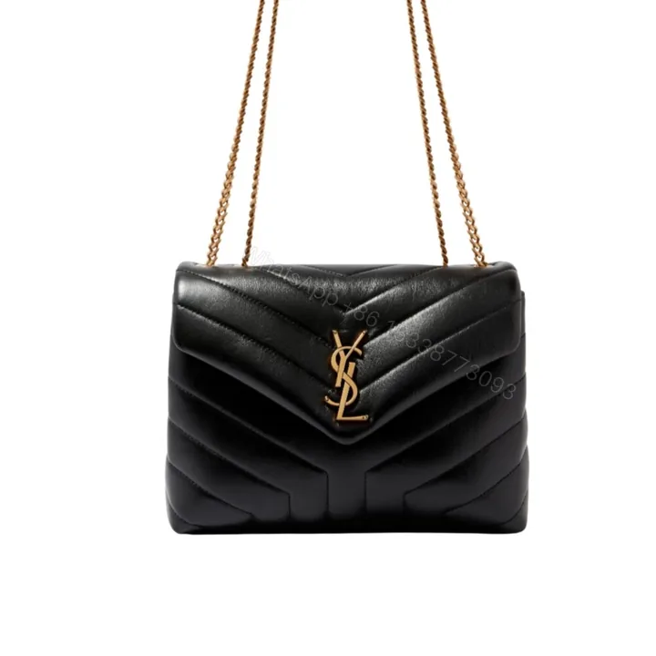 View 1 of Saint Laurent Loulou Small Chain Bag In Matelassé Y Black Gold 23Cm 494699DV7271000