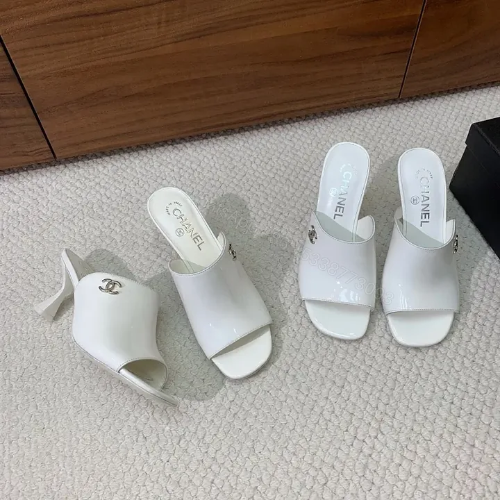 View 1 of White Satin Mules with Logo Hardware – Elevated Everyday Chic