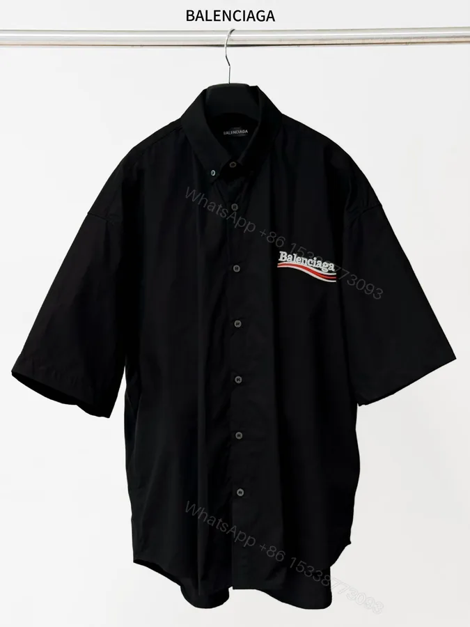 View 1 of Balenciaga 原單襯衫 男款黑色短袖寬鬆休閒襯衣