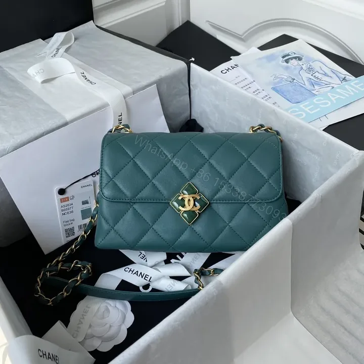 View 1 of Teal Quilted Crossbody: Velvet Calfskin, Gold Accent