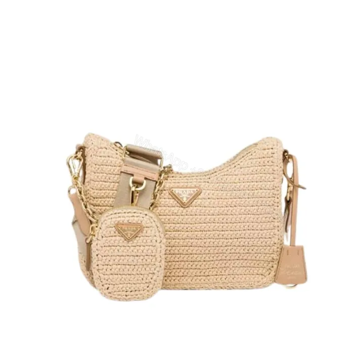 View 1 of Prada Re-Edition 2005 Raffia Bag Tan