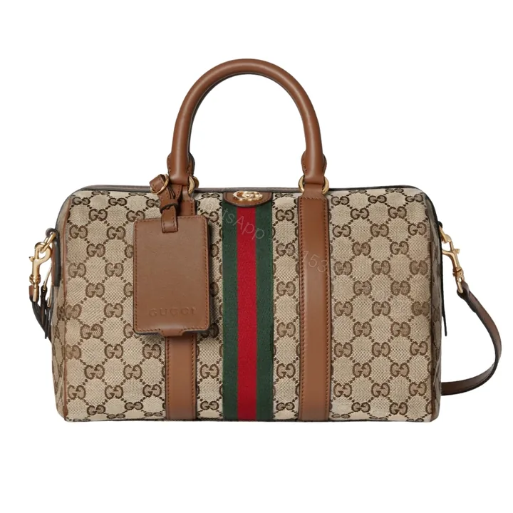 View 1 of Gucci Ophidia Medium Boston Bag Beige And Brown GG Canvas 30Cm