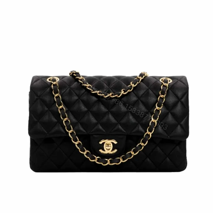 View 1 of Chanel Classic Flap Black Gold Hardware 25Cm