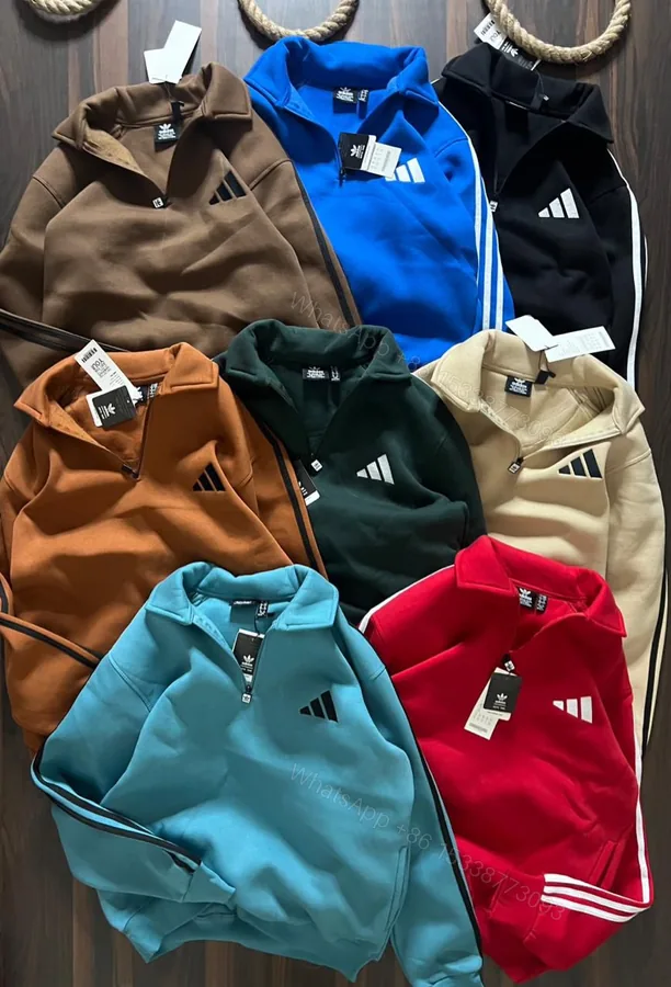 View 1 of FIRST COPY ADIDAS 3-Thread cotton fleece Half zip upper