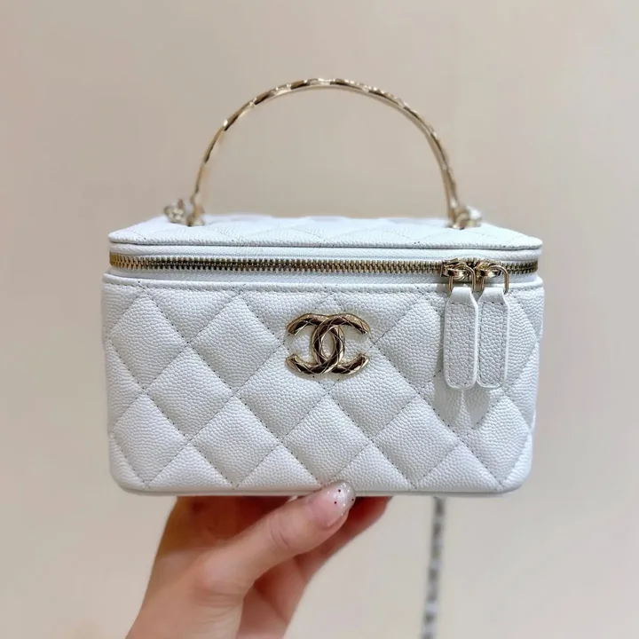 View 1 of Chanel Vanity Case Small White Gold Hardware