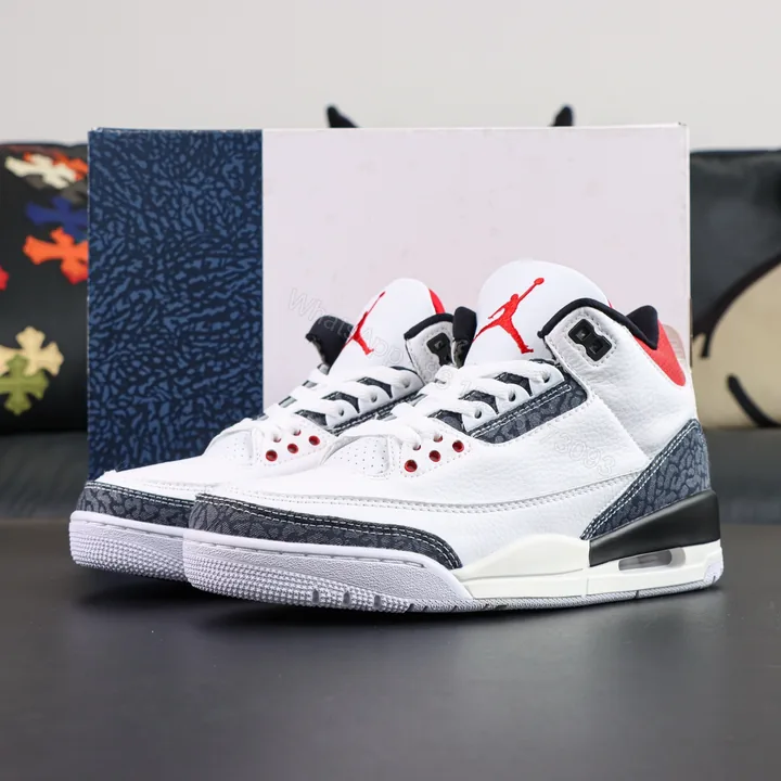 View 1 of Air Jordan 3 Retro Denim SE White/Fire Red