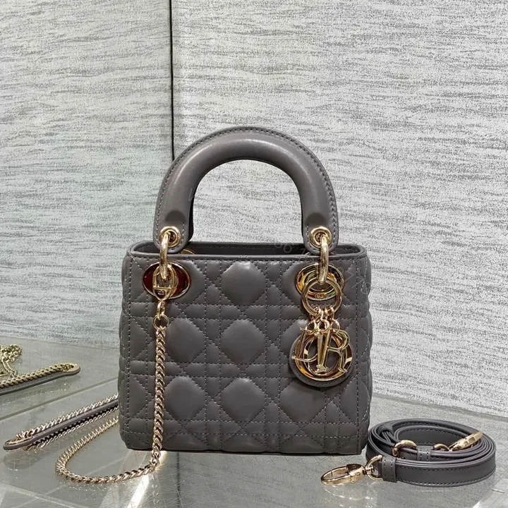 View 1 of Christian Dior Mini Lady Dior bag in gray