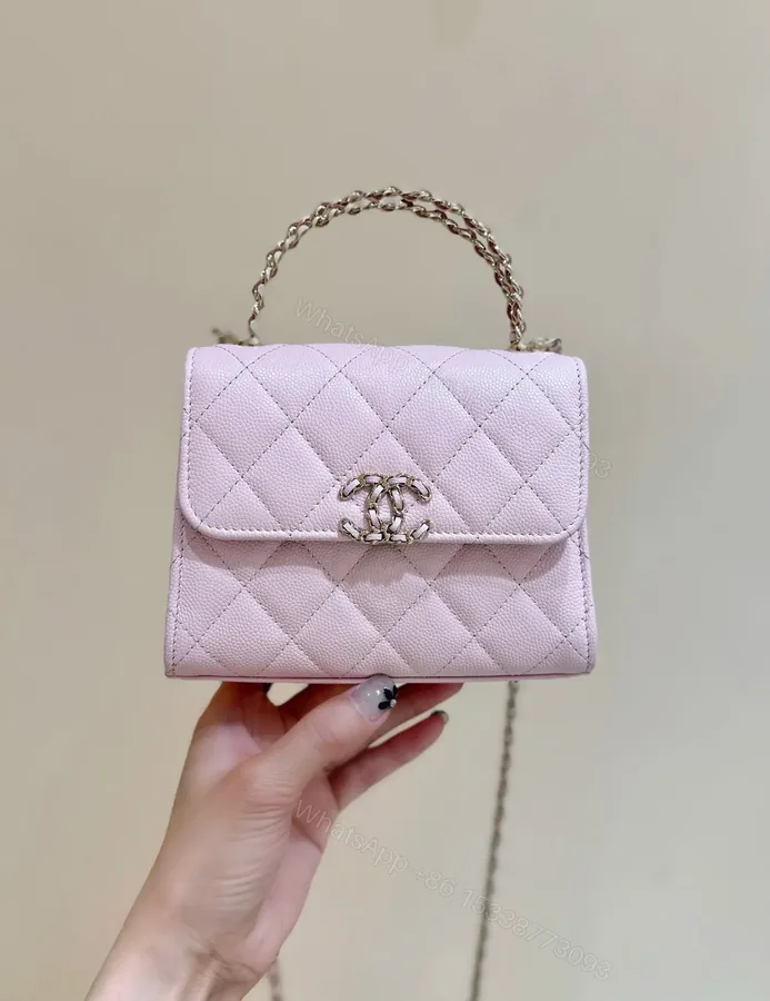 View 1 of CHANEL 25S Double C Logo Diamond Shiny Calfskin