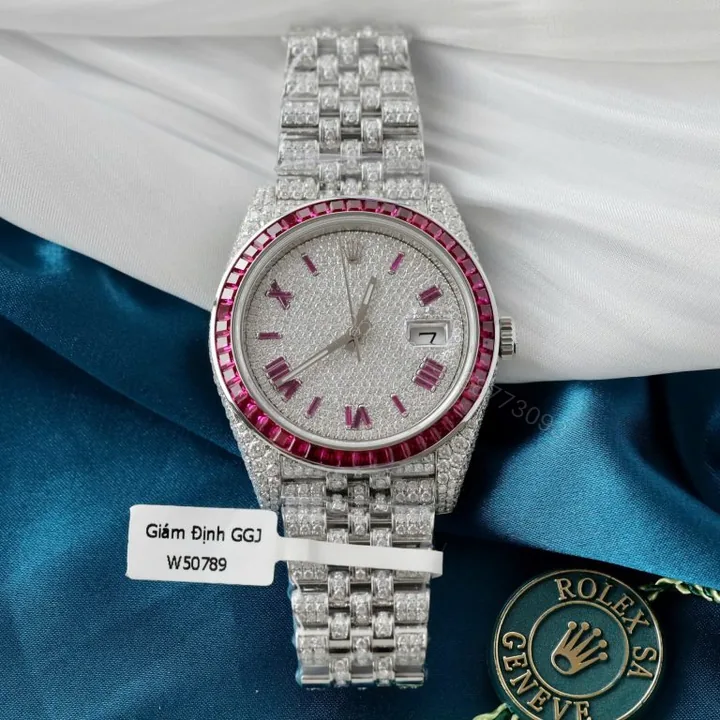 View 1 of Datejust 41mm Super Clone Custom Ruby + Moissanite Diamonds Replica