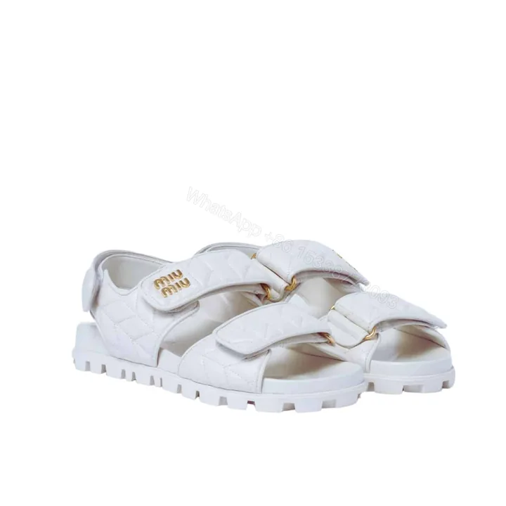 View 1 of MIUMIU SPORTY MATELASSE NAPPA LEATHER SANDALS WHITE 5X135E 88T F0009 F 010