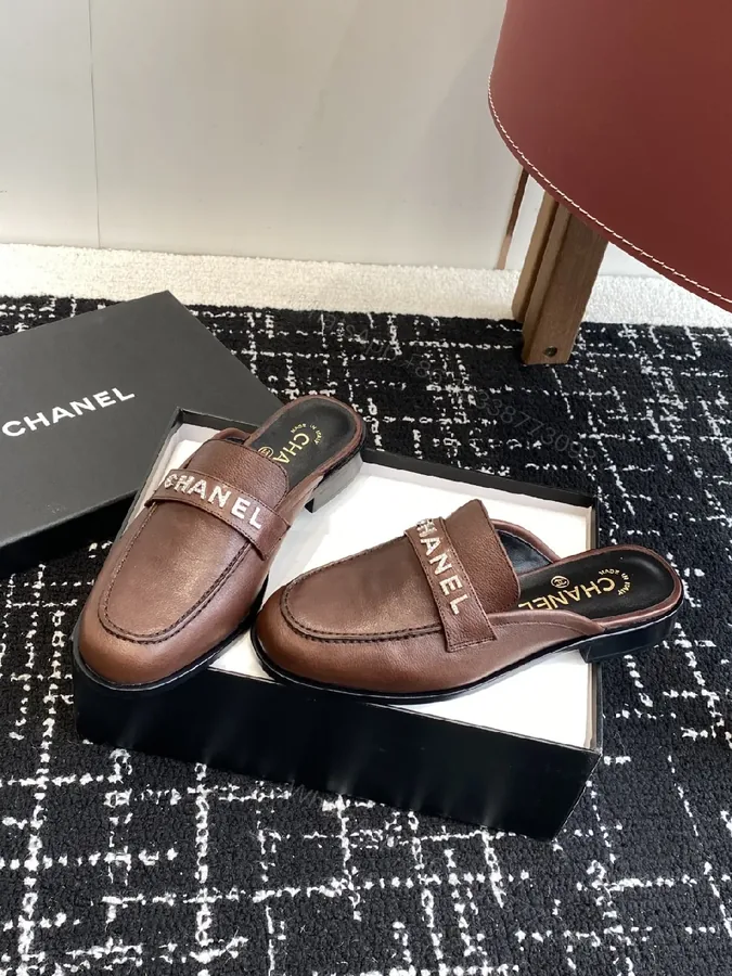 View 1 of Premium Leather Slippers with Logo Strap Detailing