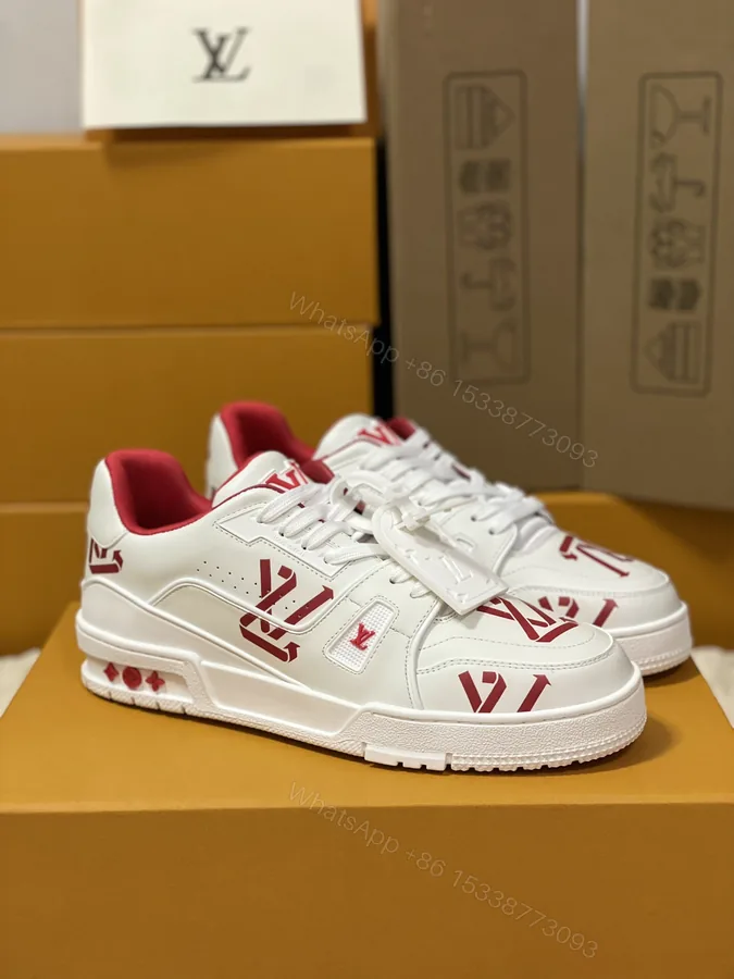 View 1 of LV 一比一白紅配色運動鞋 經典圖騰時尚街頭風格