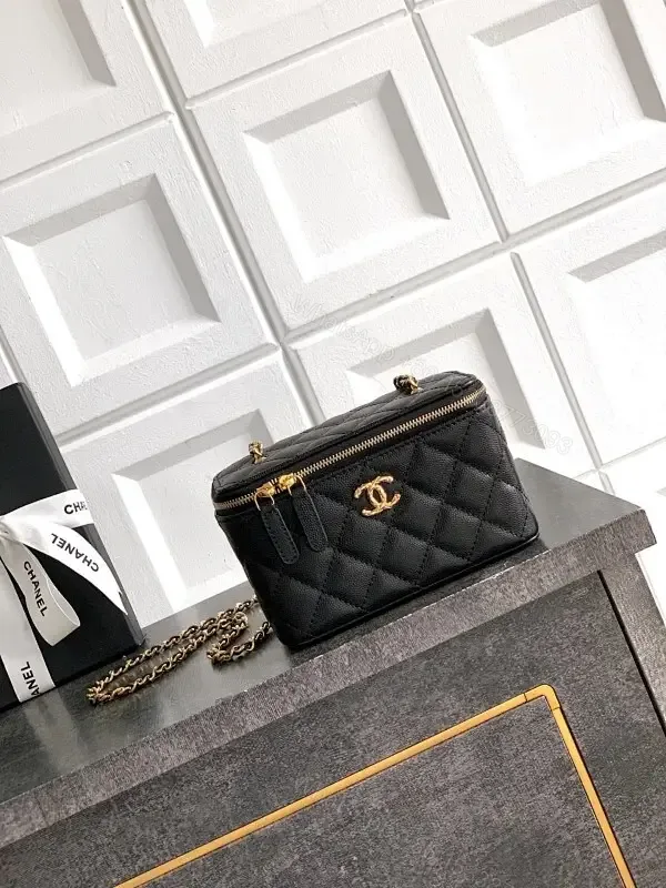 View 1 of Quilted Leather Mini Bag: Gold Hardware, Crossbody Style
