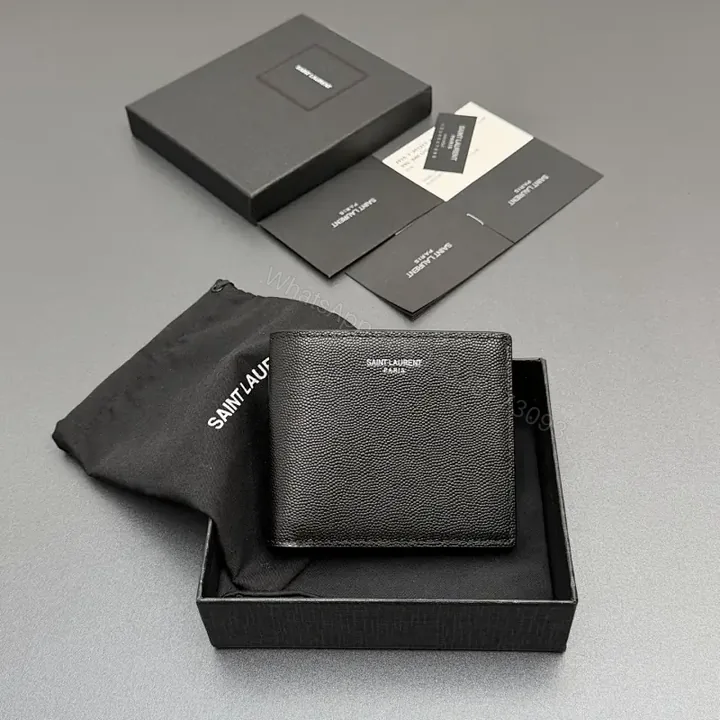 View 1 of Compact Black Pebble Leather Wallet: Minimal Luxury Style